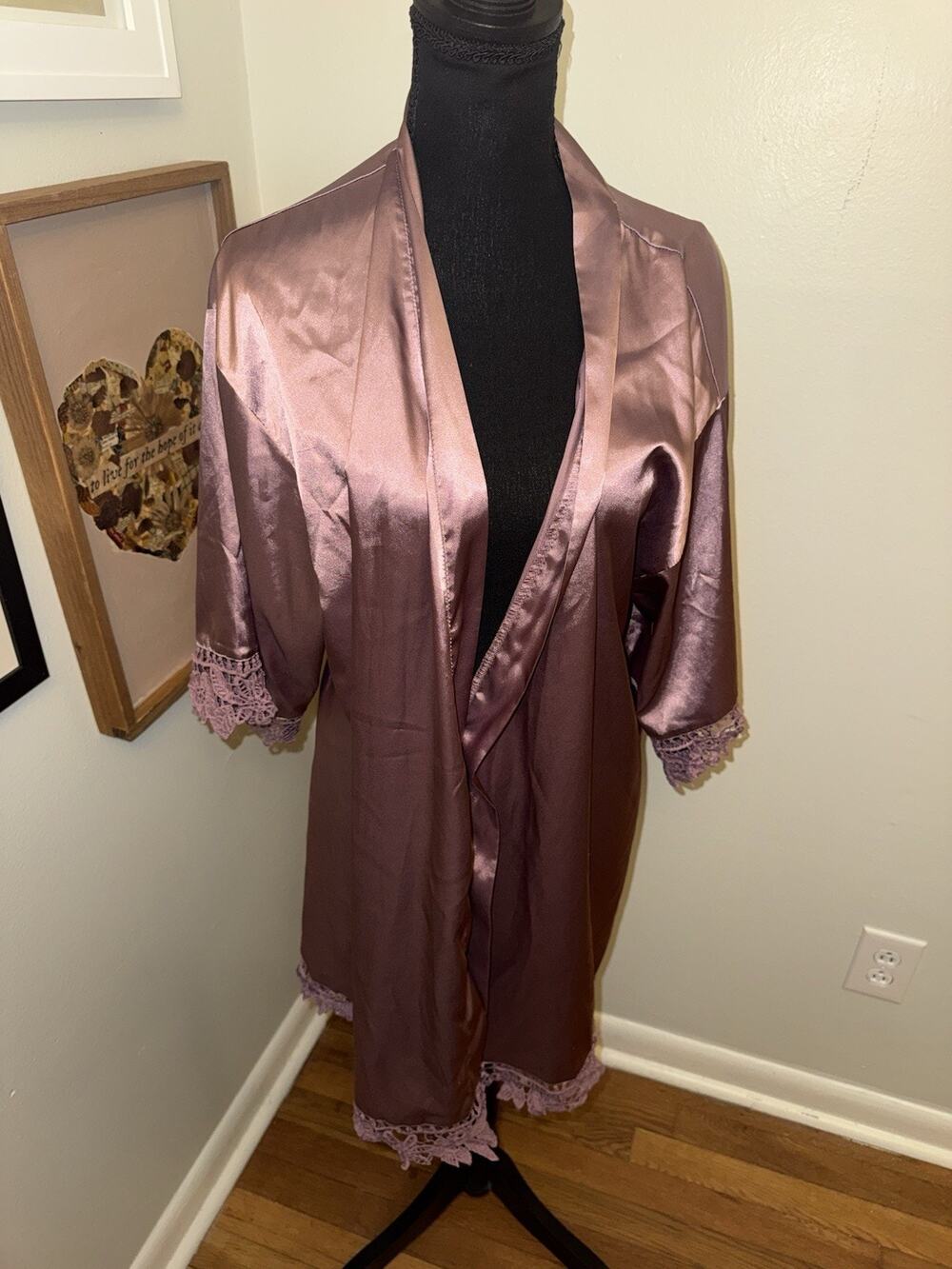 Birdy Grey xs/s Purple women's robe house coat lace crochet coquette romantic